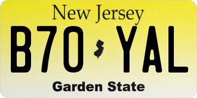 NJ license plate B70YAL