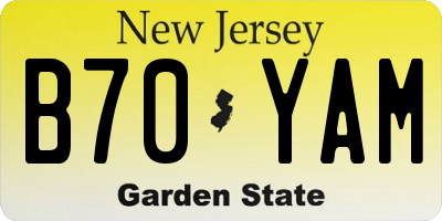 NJ license plate B70YAM