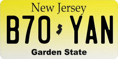 NJ license plate B70YAN
