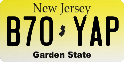 NJ license plate B70YAP