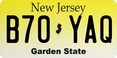 NJ license plate B70YAQ