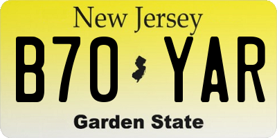 NJ license plate B70YAR