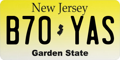 NJ license plate B70YAS