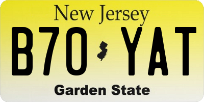 NJ license plate B70YAT