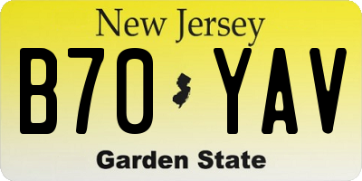 NJ license plate B70YAV