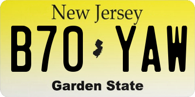 NJ license plate B70YAW