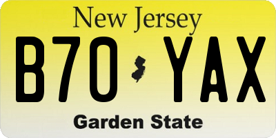 NJ license plate B70YAX