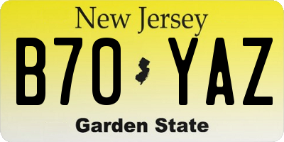 NJ license plate B70YAZ