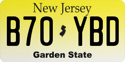 NJ license plate B70YBD