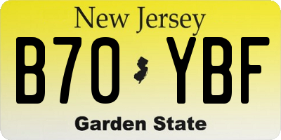 NJ license plate B70YBF