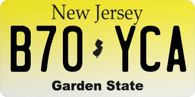 NJ license plate B70YCA