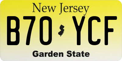 NJ license plate B70YCF