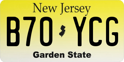 NJ license plate B70YCG
