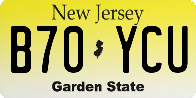 NJ license plate B70YCU