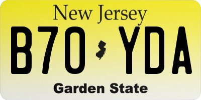 NJ license plate B70YDA