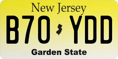 NJ license plate B70YDD