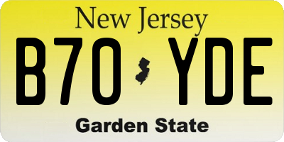 NJ license plate B70YDE