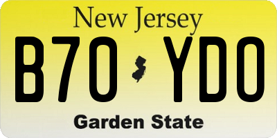 NJ license plate B70YDO
