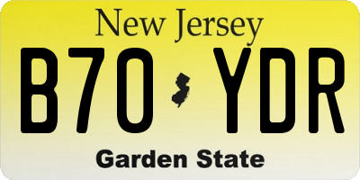 NJ license plate B70YDR