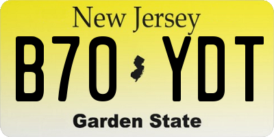 NJ license plate B70YDT