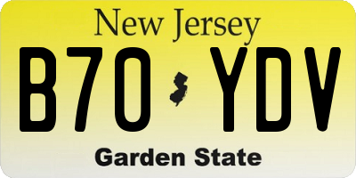 NJ license plate B70YDV