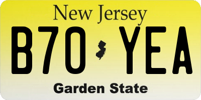 NJ license plate B70YEA