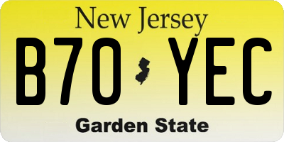 NJ license plate B70YEC