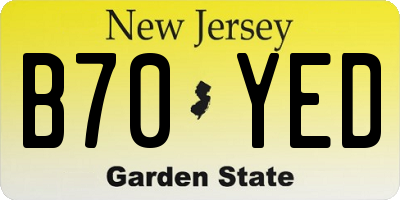 NJ license plate B70YED