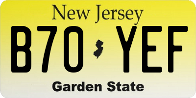 NJ license plate B70YEF