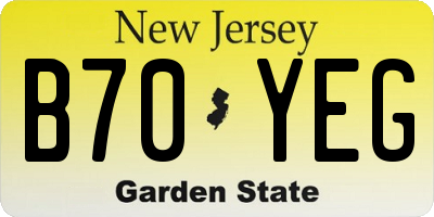 NJ license plate B70YEG