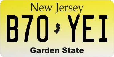 NJ license plate B70YEI