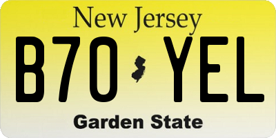 NJ license plate B70YEL