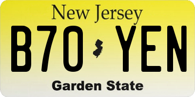 NJ license plate B70YEN