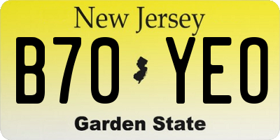 NJ license plate B70YEO