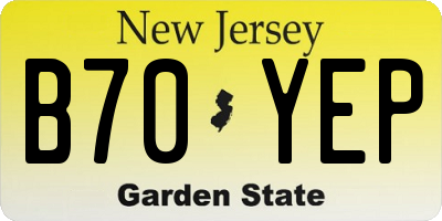 NJ license plate B70YEP