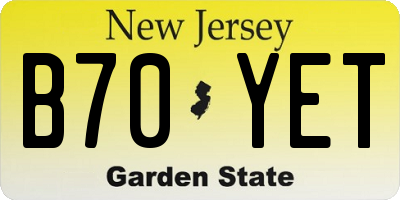 NJ license plate B70YET