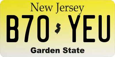 NJ license plate B70YEU