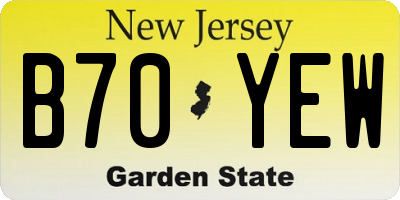 NJ license plate B70YEW