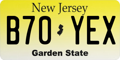 NJ license plate B70YEX