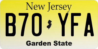 NJ license plate B70YFA
