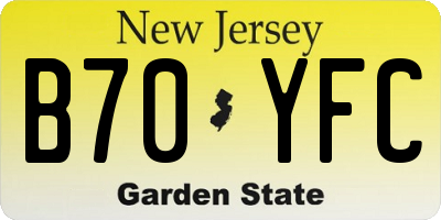 NJ license plate B70YFC