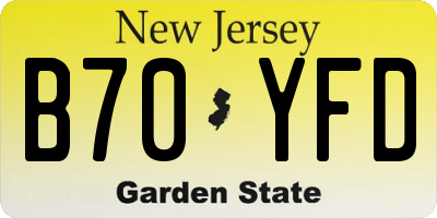 NJ license plate B70YFD