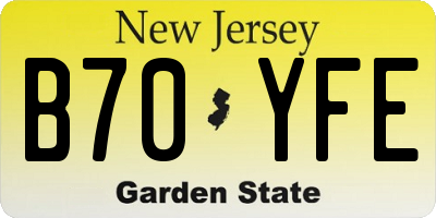 NJ license plate B70YFE