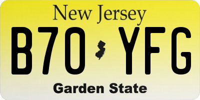 NJ license plate B70YFG