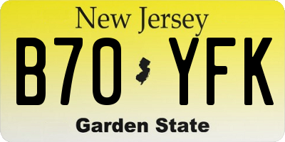 NJ license plate B70YFK