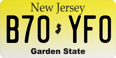 NJ license plate B70YFO