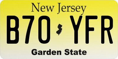 NJ license plate B70YFR