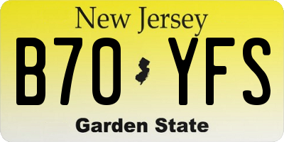 NJ license plate B70YFS