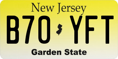 NJ license plate B70YFT