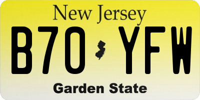 NJ license plate B70YFW